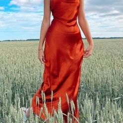 Levency Satin Slip Bakcless Mermaid Dress