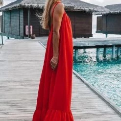 Levency New In Ruffles Hem Slip Maxi Dress