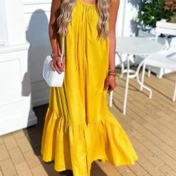 Levency New In Ruffles Hem Slip Maxi Dress