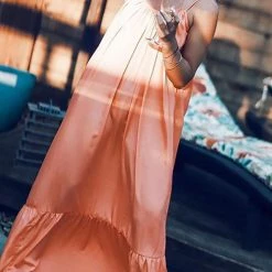 Levency New In Ruffles Hem Slip Maxi Dress