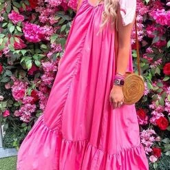 Levency New In Ruffles Hem Slip Maxi Dress