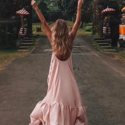 Levency New In Ruffles Hem Slip Maxi Dress