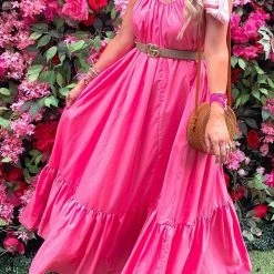 Levency New In Ruffles Hem Slip Maxi Dress