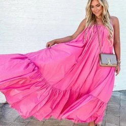 Levency New In Ruffles Hem Slip Maxi Dress