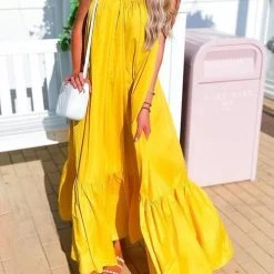 Levency New In Ruffles Hem Slip Maxi Dress