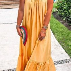 Levency New In Ruffles Hem Slip Maxi Dress