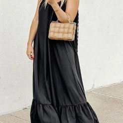 Levency New In Ruffles Hem Slip Maxi Dress