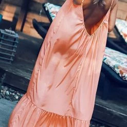 Levency New In Ruffles Hem Slip Maxi Dress