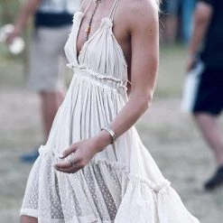 Levency Ruffles Backless Slip Mini Dress New In