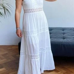 Levency New In Lace V Neck Sleeveless Maxi Dress