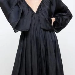 Levency Deep V-Neck Batwing Sleeve Ruffle Loose Dress New In 18 Levency Deep V-Neck Batwing Sleeve Ruffle Loose Dress New In