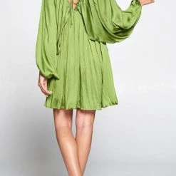 Levency Deep V-Neck Batwing Sleeve Ruffle Loose Dress New In 23 Levency Deep V-Neck Batwing Sleeve Ruffle Loose Dress New In