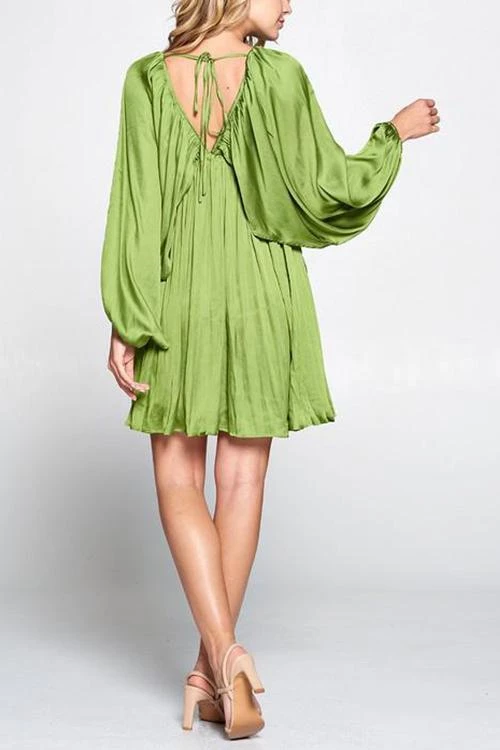 Levency Deep V-Neck Batwing Sleeve Ruffle Loose Dress New In 8 Levency Deep V-Neck Batwing Sleeve Ruffle Loose Dress New In