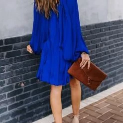 Levency Deep V-Neck Batwing Sleeve Ruffle Loose Dress New In 24 Levency Deep V-Neck Batwing Sleeve Ruffle Loose Dress New In