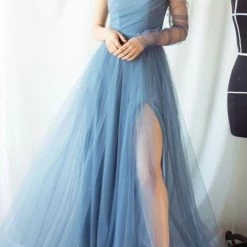 Levency Slit Hem Plus Size See-Through One Sleeve Dress New In