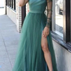 Levency Slit Hem Plus Size See-Through One Sleeve Dress New In