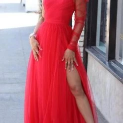 Levency Slit Hem Plus Size See-Through One Sleeve Dress New In