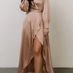 Levency New In Deep V Neck Strapped High Slit Maxi Dress