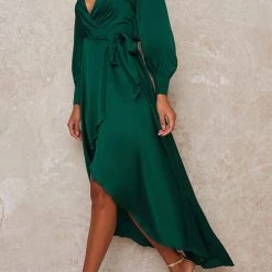 Levency New In Deep V Neck Strapped High Slit Maxi Dress