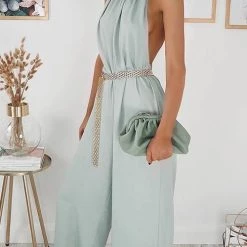 Levency Halter Neck Backless Jumpsuits