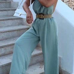 Levency Halter Neck Backless Jumpsuits