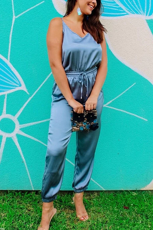 Levency Strappy V Neck Elastic Waist Jumpsuit New In 2 Levency Strappy V Neck Elastic Waist Jumpsuit New In