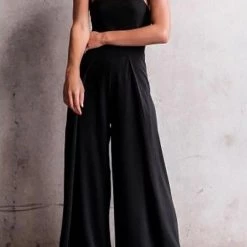 Levency New In Wide Leg Strappy Solid Jumpsuits
