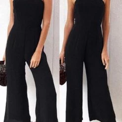 Levency New In Wide Leg Strappy Solid Jumpsuits