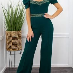 Levency Puff Sleeve Off The Shoulder Solid Jumpsuit New In