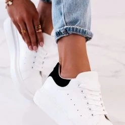 Levency Lace Up White Sneakers