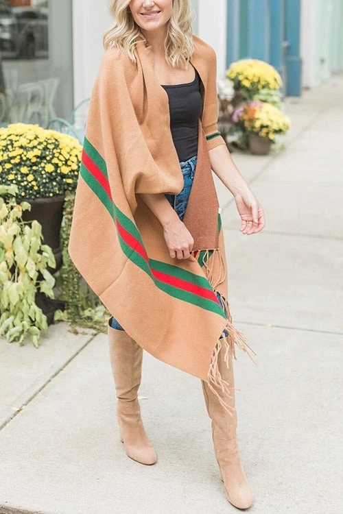 Levency Stripe Bat Sleeve Tassel Cardigan New In 4 Levency Stripe Bat Sleeve Tassel Cardigan New In