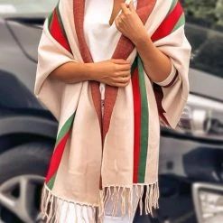 Levency Stripe Bat Sleeve Tassel Cardigan New In 22 Levency Stripe Bat Sleeve Tassel Cardigan New In