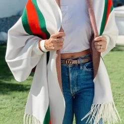 Levency Stripe Bat Sleeve Tassel Cardigan New In 32 Levency Stripe Bat Sleeve Tassel Cardigan New In