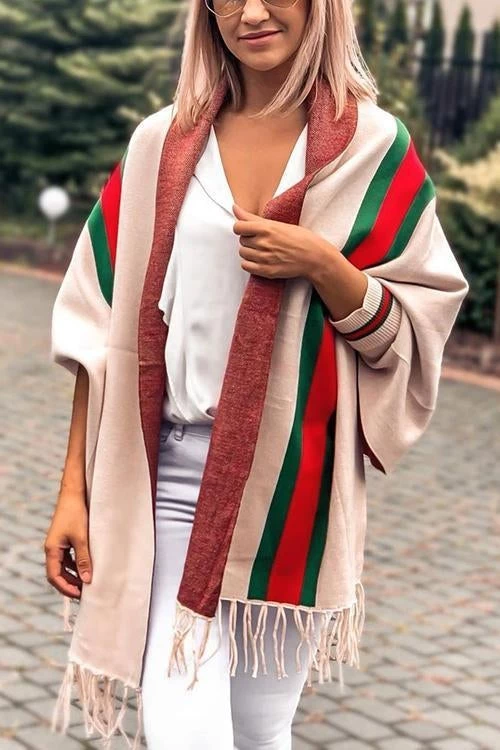 Levency Stripe Bat Sleeve Tassel Cardigan New In 13 Levency Stripe Bat Sleeve Tassel Cardigan New In