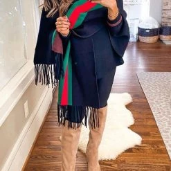 Levency Stripe Bat Sleeve Tassel Cardigan New In 23 Levency Stripe Bat Sleeve Tassel Cardigan New In