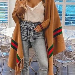 Levency Stripe Bat Sleeve Tassel Cardigan New In 28 Levency Stripe Bat Sleeve Tassel Cardigan New In