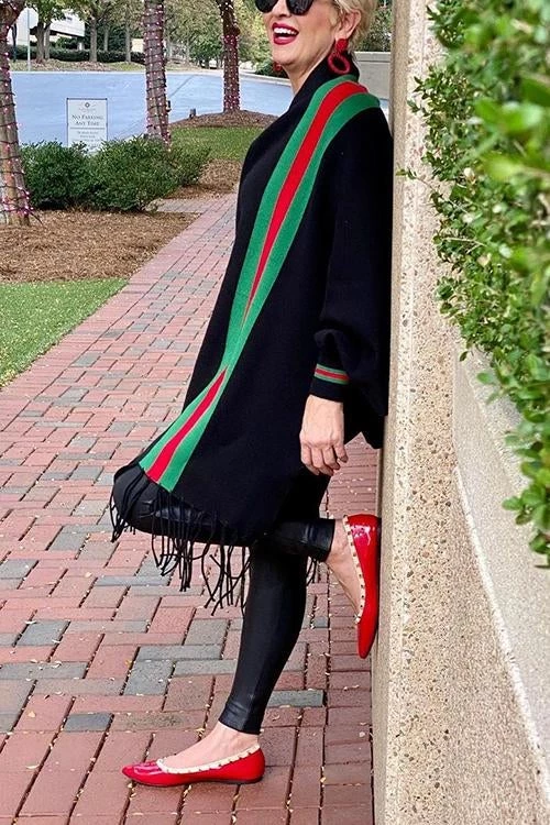 Levency Stripe Bat Sleeve Tassel Cardigan New In 14 Levency Stripe Bat Sleeve Tassel Cardigan New In