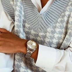 Levency Houndstooth V Neck Vest