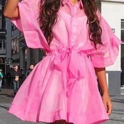 Levency Button See Though Bubble Shirt New In