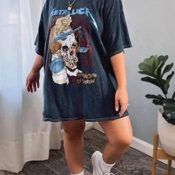 Levency METALLICA Skull Print Loose T Shirt New In