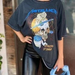 Levency METALLICA Skull Print Loose T Shirt New In