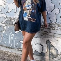 Levency METALLICA Skull Print Loose T Shirt New In