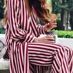 Levency Button Striped Pants Set New In