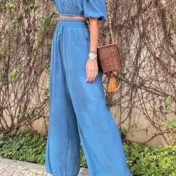 Levency New In Off Shoulder Top & Wide-leg Pants Set