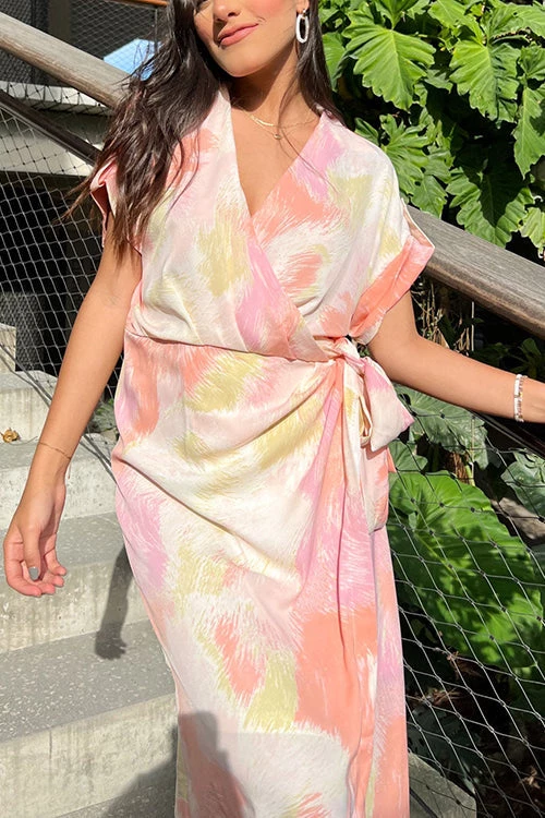 Levency Night Out On The Town Coral Abstract Midi Dress 6 Levency Night Out On The Town Coral Abstract Midi Dress