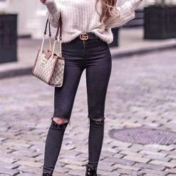 Levency Off Shoulder Puff Sleeve Sweater