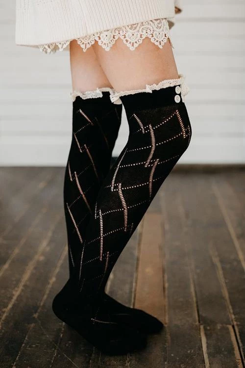 Levency Lace Button Knee Sock New In 8 Levency Lace Button Knee Sock New In