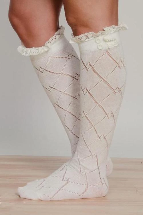 Levency Lace Button Knee Sock New In 10 Levency Lace Button Knee Sock New In