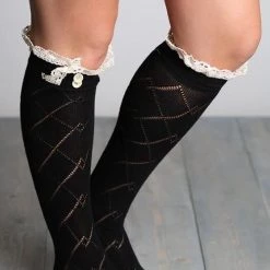 Levency Lace Button Knee Sock New In