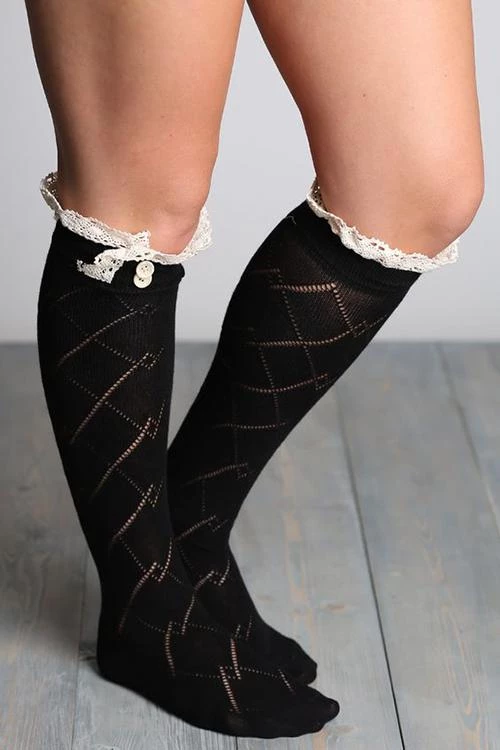 Levency Lace Button Knee Sock New In 1 Levency Lace Button Knee Sock New In